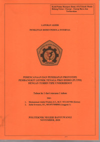 PERENCANAAN DAN PENERAPAN PROTOTIPE PEMBANGKIT LISTRIK TENAGA PIKO HIDRO (PLTPH) DENGAN TURBIN TIPE UNDERSHOOT