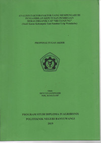 ANALISIS FAKTOR FAKTOR YANG MEMPENGARUHI PENGAMBILAN KEPUTUSAN PEMBELIAN BERAS ORGANIK CAP 