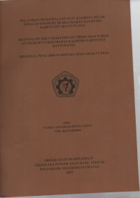 PELATIHAN PEMANFAATAN SUSU KAMBING SEGAR SEBAGAI YOGHURT DIKELURAHAN KALIPURO KABUPATEN BANYUWANGI
