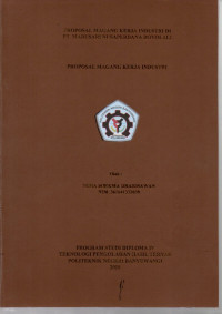 PROPOSAL MAGANG KERJA INDUSTRI DI PT. MADUSARI NUSAPERDANA BOYOLALI