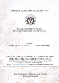 LAPORAN HASIL KINERJA TAHUN 2018 PUSAT PENJAMINAN MUTU POLITEKNIK NEGERI BANYUWANGI