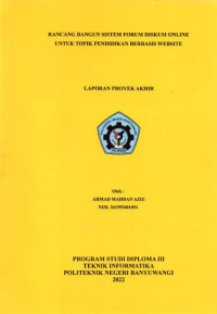 RANCANG BANGUN SISTEM FORUM DISKUSI ONLINE UNTUK TOPIK PENDIDIKAN BERBASIS WEBSITE