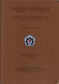 PENGARUH MASA LAKTASI TERHADAP KUALITAS SUSU DI KOPERASI PETERNAKAN SAPI PERAH SETIA KAWAN,NONGKOJAJAR,PASURUAN,JAWA TIMUR