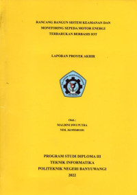 RANCANG BANGUN SISTEM KEAMANAN DAN MONITORING SEPEDA MOTOR ENERGI TERBARUKAN BERBASIS IOT