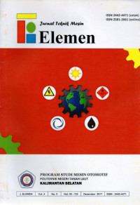 Image of JURNAL TEKNIK MESIN ELEMEN (OPTIMASI MULTI RESPON MENGGUNAKAN METODE TAGUCHI-WEIGHTED PRINCIPAL COMPONENT ANALYSIS (WPCA) PADA PROSES BUBUT MATERIAL ST 60 DENGAN PENDINGINAN MINIMUM QUANTITY LUBRICATION (MQL)