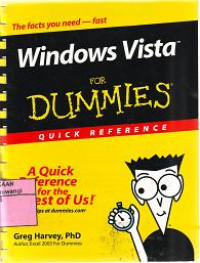 WINDOWS VISTA FOR DUMMIES QUICK REFERENCE