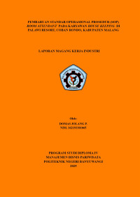 PEMBARUAN STANDAR OPERASIONAL PROSEDUR (SOP) ROOM ATTENDANT  PADA KARYAWAN HOUSE KEEPING  DI PALAWI RESORT, COBAN RONDO, KABUPATEN MALANG