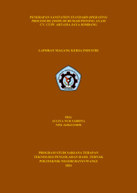 PENERAPAN SANITATION STANDARD OPERATING PROCEDURE (SSOP) DI RUMAH POTONG AYAM CV. CUPU ARTAMA JAYA JOMBANG