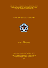 PENERAPAN SANITATION STANDARD OPERATING PROCEDURE (SSOP) DI RUMAH POTONG AYAM CV. CUPU ARTAMA JAYA JOMBANG