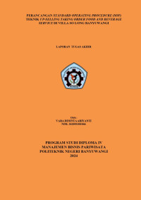 PERANCANGAN STANDARD OPERATING PROCEDURE (SOP) TEKNIK UP-SELLING TAKING ORDER FOOD AND BEVERAGE SERVICE DI VILLA SO LONG BANYUWANGI