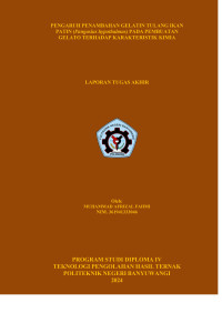 PENGARUH PENAMBAHAN GELATIN TULANG IKAN PATIN (PANGASIUS HYPOTHALMUS) PADA PEMBUATAN GELATO TERHADAP KARAKTERISTIK KIMIA
