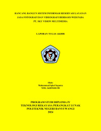 RANCANG BANGUN SISTEM INFORMASI RESERVASI LAYANAN JASA FOTOGRAFI DAN VIDEOGRAFI BERBASIS WEB PADA PT. SKY VISION MULTIMEDIA