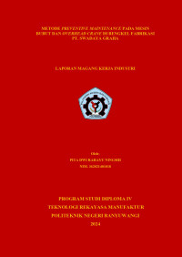 METODE PREVENTIVE MAINTENANCE PADA MESIN BUBUT DAN OVERHEAD CRANE DI BENGKEL FABRIKASI PT. SWADAYA GRAHA